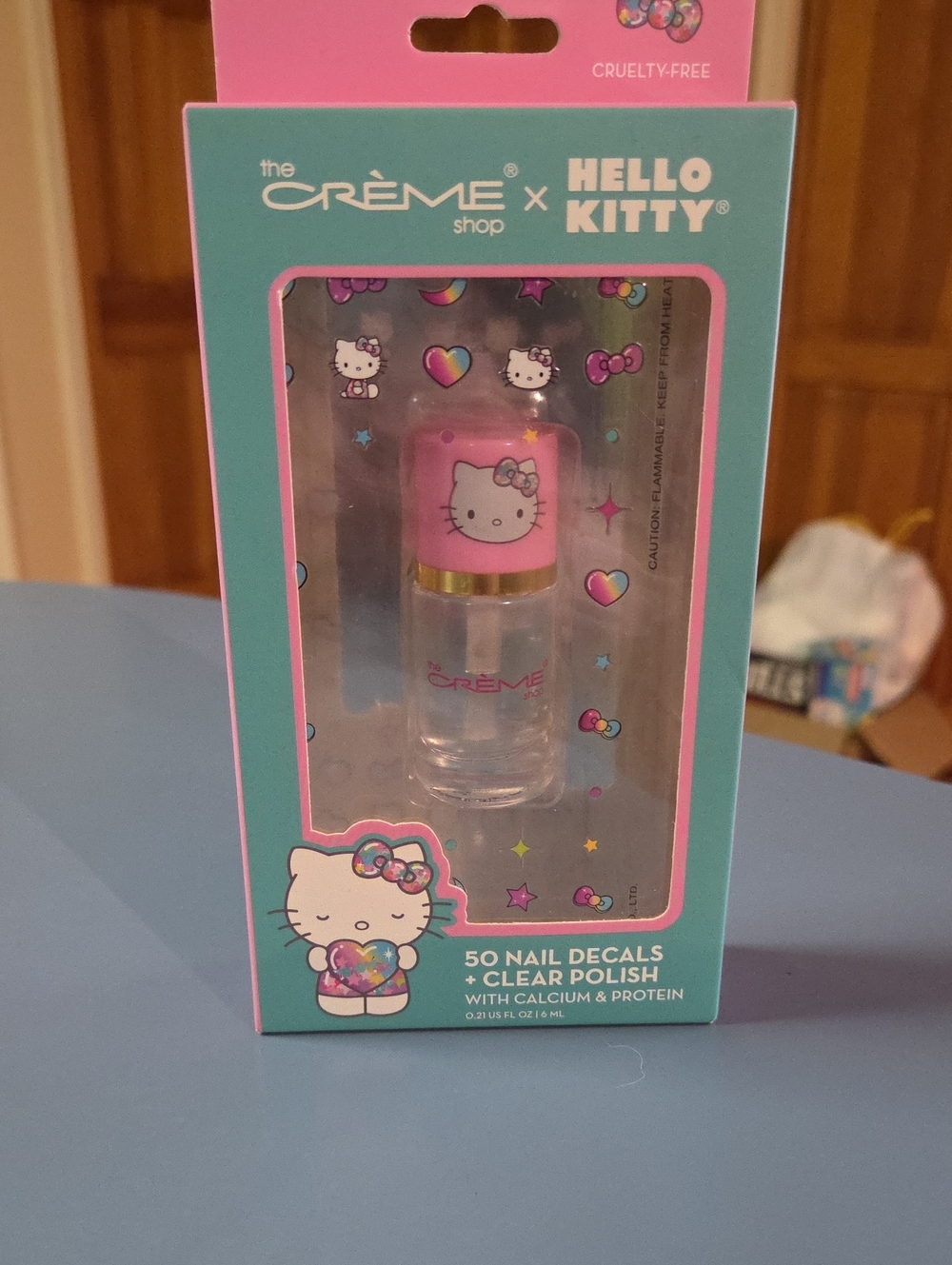 Hello Kitty Clear Nail Polish with Pink Cap & 50 Decals